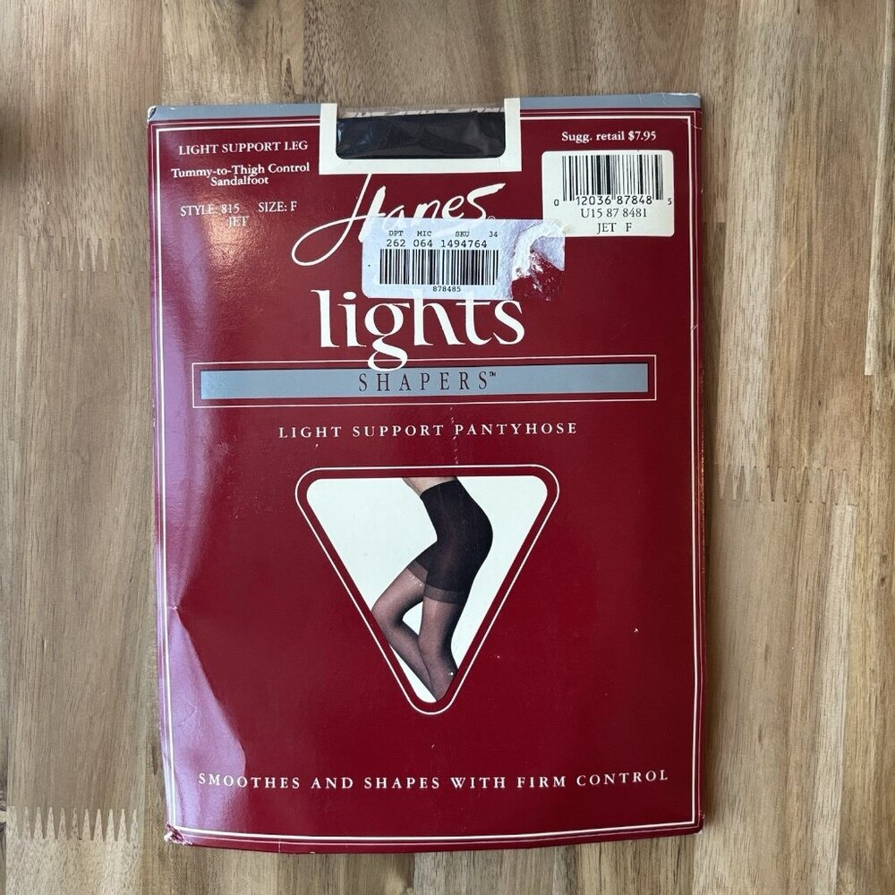 Vintage Hanes Alive‎ Light Support Classic Jet Size F  Pantyhose Granny USA MADE